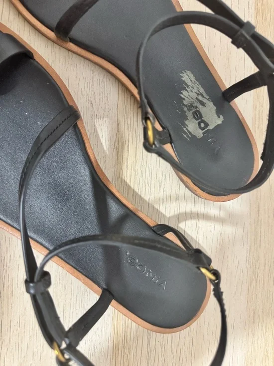 Vince Black Leather Toe-Loop Ankle-Strap Sandals - Picture 3 of 5